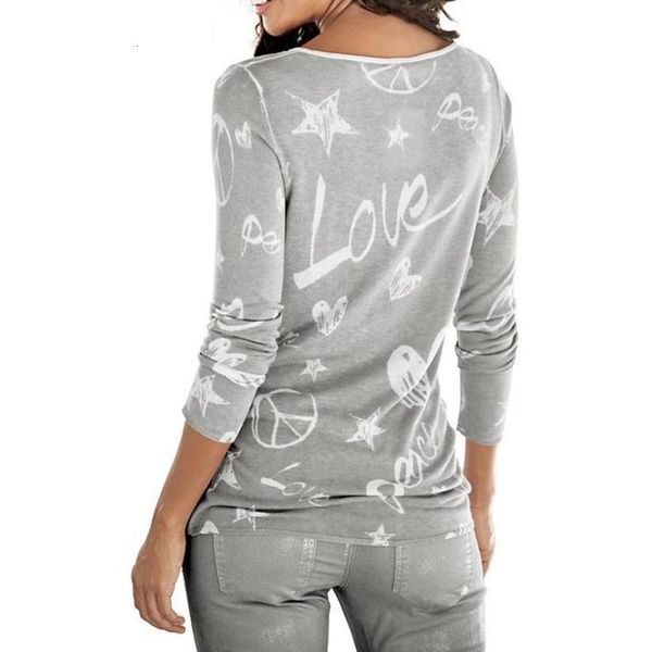 

feitong fashion autumn women's t shirts casual long sleeve letter printed loose cotton tee shirt femme camisetas mujer, White