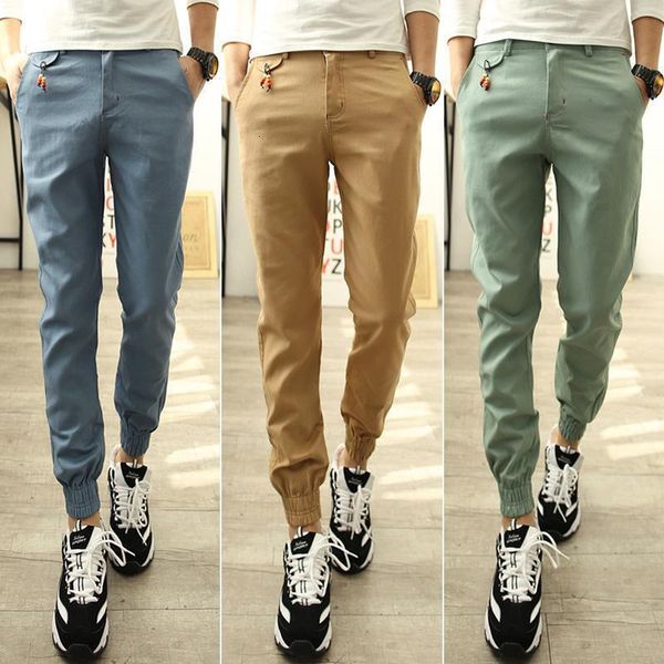 

oza8 mens casual pants trousers slim straight elasticity fabric basic male fashion big size wa6j, Black