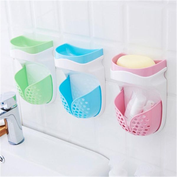 

soap dishes bathroom wall storage rack without trace strong drain double layer removable holder container organization