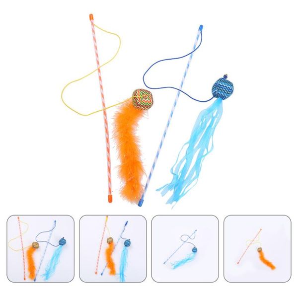 

cat toys 2pcs sound interactive teaser stick kitten wand