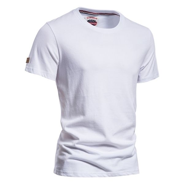 

aiopeson summer 100% cotton t shirt for men casual o-neck t-shirt men quality solid color soft home and daily men's t shirts 210707, White;black