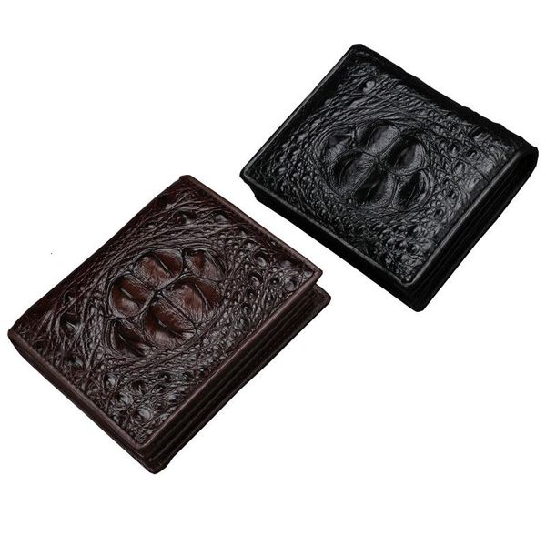 

small wallet real alligator man glittering fashion skinny male purse carteira masculina men wallets, Red;black