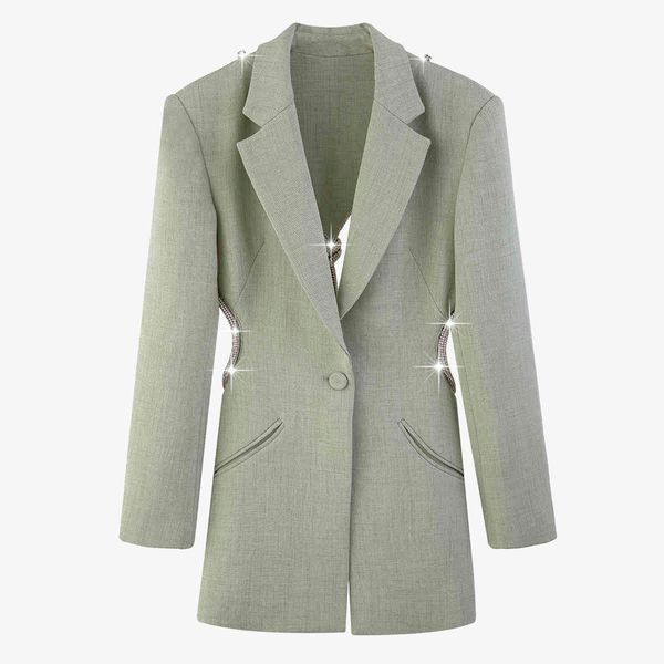 

women's suits & blazers getspring blazer asymmetrical female, woman's with diamond stripes and jacket asymmetry loose for women m9, White;black