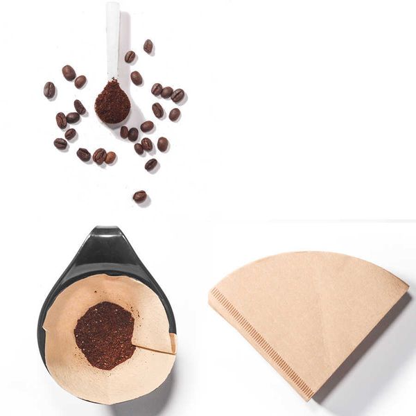 ICAFILAS Ahşap El V60 Damlalama Kağıt Kahve Filtresi 102 Kahve Süzgeç Çanta Espresso Çay Demlik Aksesuarları 210607