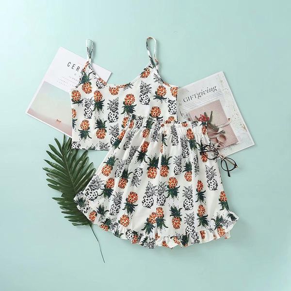 

women's tracksuits casual beach two piece set 2021 summer pineapple print crop sleeveless and shorts fashion ladies women outfit sexy, Gray