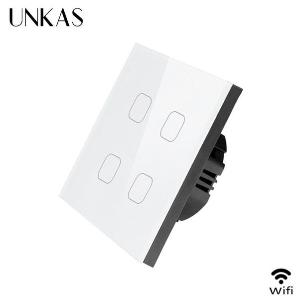 

smart home control unkas ewelink app 4 gang 1 way wireless wifi eu standard touch switch wall light