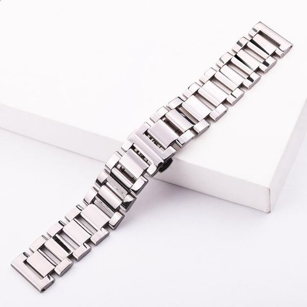 

watch bands 316l stainless steel band bracelet 18mm 20mm 22mm women fashion silver polished watchband strap accessories, Black;brown