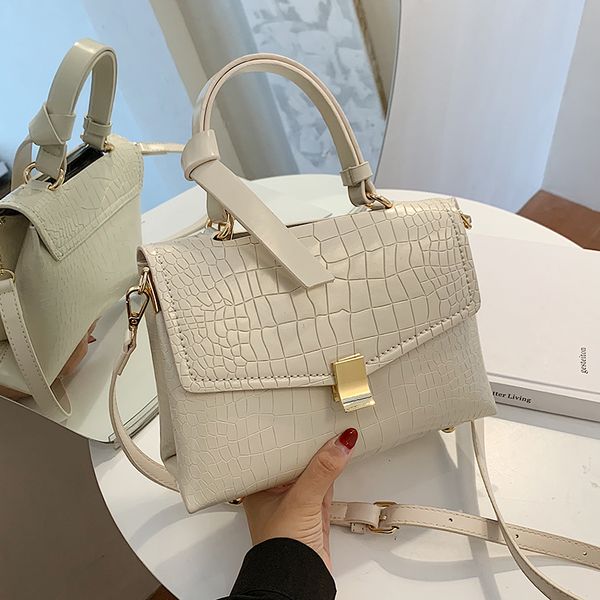

crocodile pattern small tote bag 2021 vintage new pu leather womens designer handbag chain shoulder messenger bag