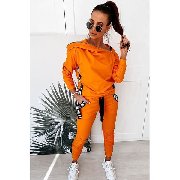 

propcm tracksuits autumn cold shouder high waist bandage pants 2pcs set lady winter beads long sleeve suits dropshipping, White