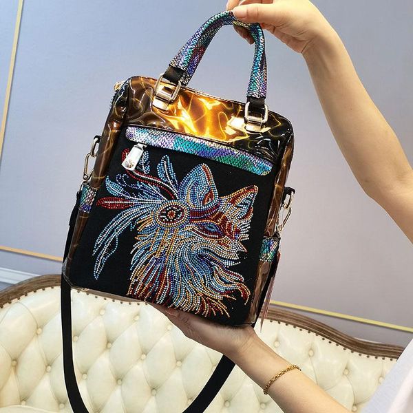 

evening bags fashion luxury women handbag shining rhinestone animal prints tote for