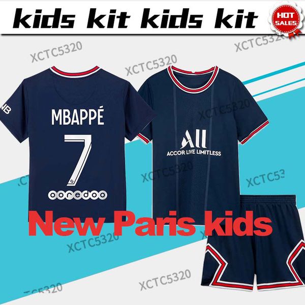 

kids kit #30 messi home soccer jersey 21/22 #4 srergio ramos #7 mbappe #9 icardi maillot de foot child shirt 2021/ 2022 marquinhos children, Black;yellow