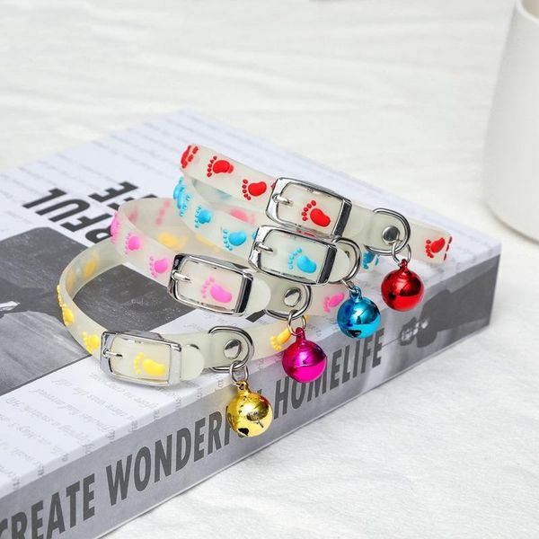 

cat collars & leads 2021 glowing dog collar anti-loss fluorescent silicone necklace with bells neck ring accessories