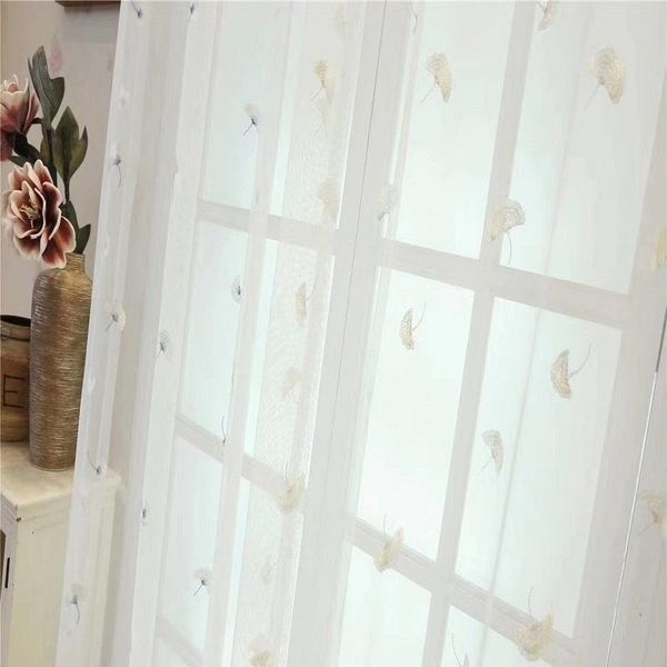 

curtain & drapes korean embroidered white tulle window curtains for living room bedroom leaf sheer voile cur kitchen blind door custom