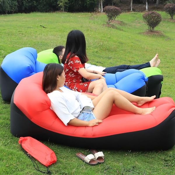 Sacos de dormir 2021 Saco de feijão inflável Sofá Cadeira de cadeira de capa ar sem enchimento preguiçoso Beanbag Bed Beach
