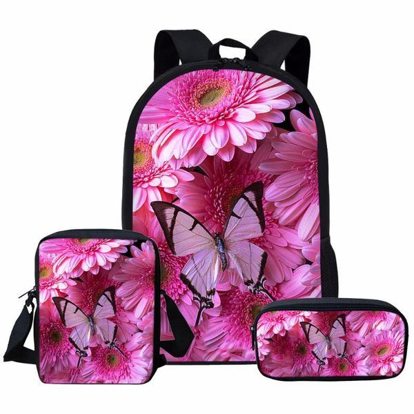 

school bags whereisart 3pcs/set flower and butterfly printed bag sets schoolbag for teenager girls children bookbag backpack