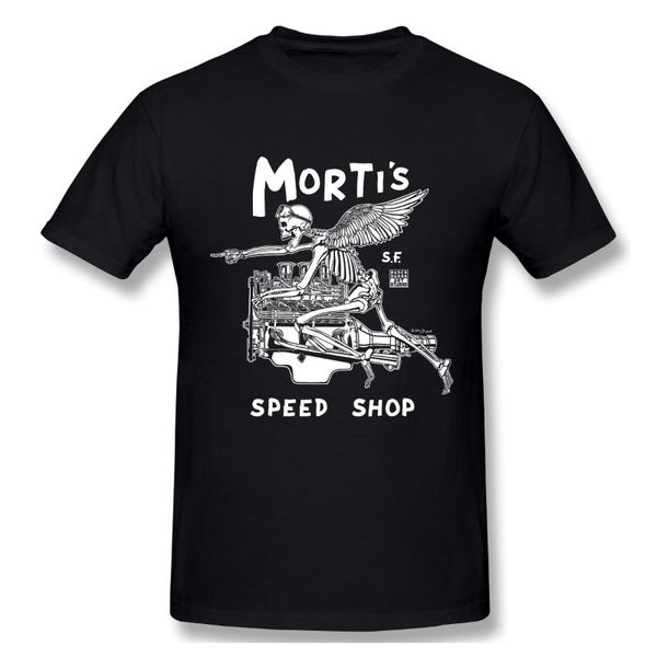 

morti's speed shop,skull t shirt man woman men's t-shirts, White;black