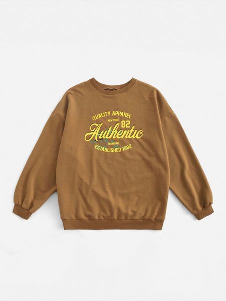 

1pc letter graphic round neck sweatshirt f2uj#, White;black