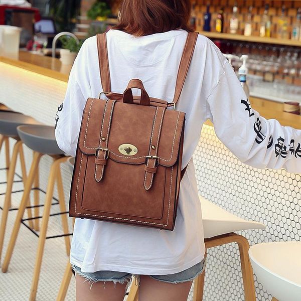 

backpack fashion women leather pu cool urban preppy style school bag backpacks for teenage girls vintage feminina shoulder bags