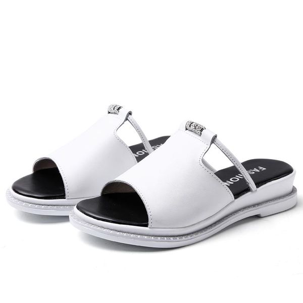 

slippers sandals women 2021 buty damskie letnie schoenen white shoes woman fashion platform chaussure femme luxe marq, Black