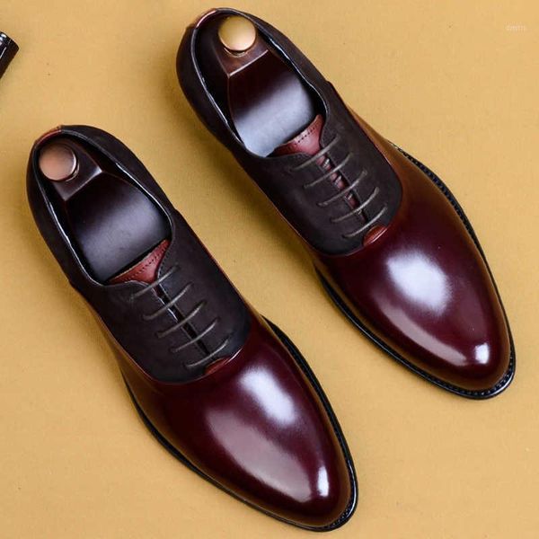 

dress shoes fashion lace up genuine leather mens black wedding business shoe pointed toe men formal wine red oxford