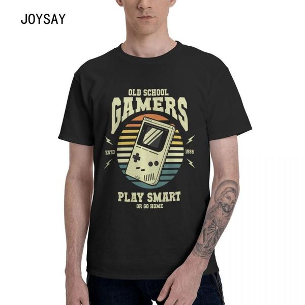 

men's t-shirts summer men black t-shirt old school gamers printed cotton t shirt short sleeve tee, White;black