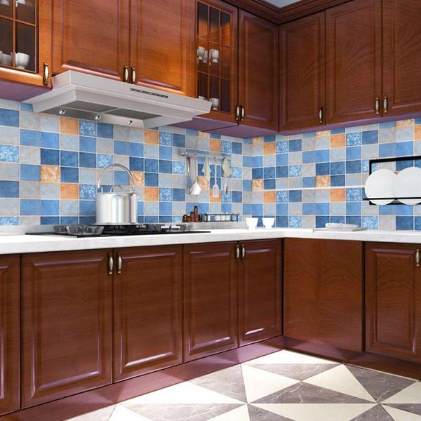 

wallpapers kitchen oil-proof stickers self-adhesive small lattice brick pattern waterproof tile stove cabinet renovation