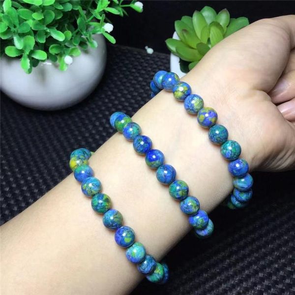 

beaded, strands optimization gem stone blue azurite bracelet round beads stretch bracelets for women birthday gift, Black