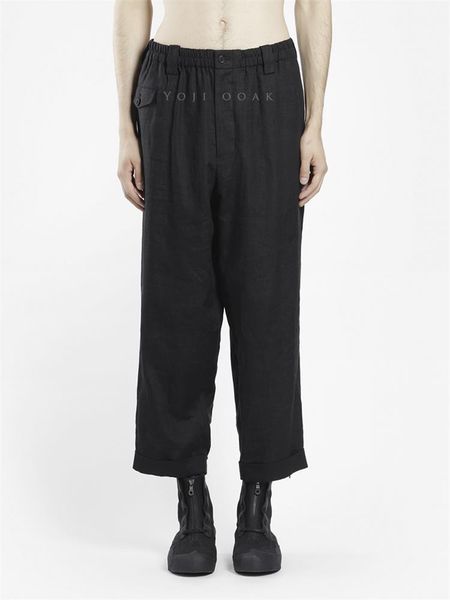 

black linen trousers casual straight leg pants original trendy brand men's