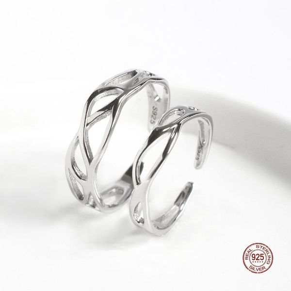 

cluster rings lko 925 sterling silver couple personality design weave pattern wedding party ring men and women engagement jewelry gifts, Golden;silver