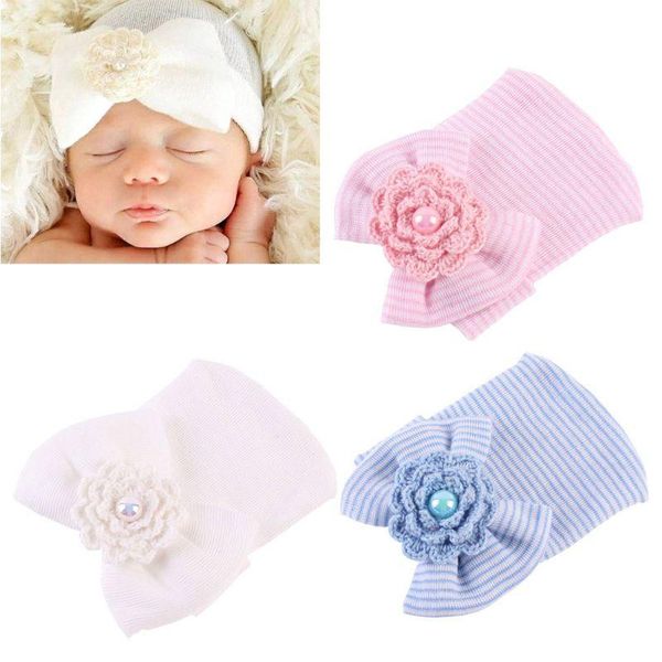 

caps & hats 3pack born hat infant baby with big bow soft knot nursery beanie 85de, Yellow