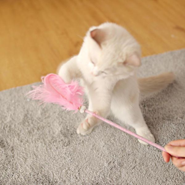 

cat toys pet play interactive game bell fun teaser wand stick feather kitty toy set kitten tassel funny dangler charmer