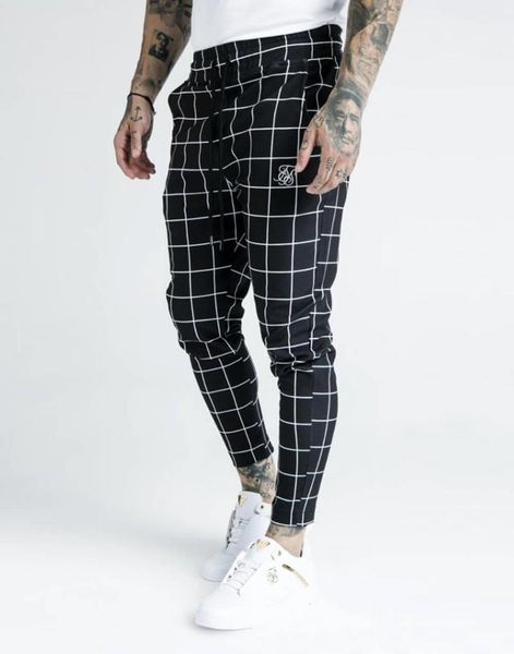 

men's pants siksilk check track blalck white, Black