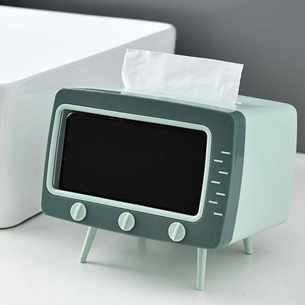 

tissue boxes & napkins retro tv box shaped cell phone holder dispenser storage multi container napkin case organizer