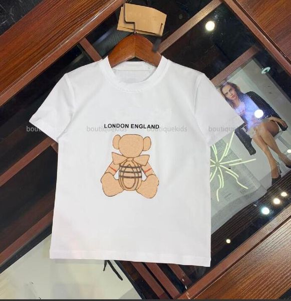 Çocuk T-Shirt Yaz Kısa Kollu Gömlek Bebek Kız Erkek Mektup Küçük Ayı Desen Dip Bluzlar Çocuk Giysileri Tees Tops