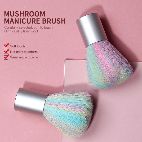 

nail brushes 1pcs art cleaning brush short handle mushroom dust make up tool, Yellow