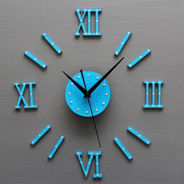 

wall clocks modern red inlay rivets clock european style diy 3d strong home stickers decoration art