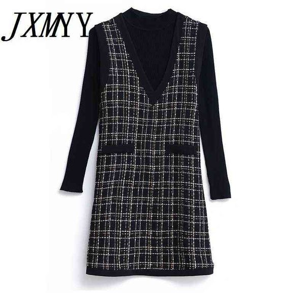 

jxmyy plus size fashion woolen suit female style ladies autumn and winter temperament dress vest base skirt two-piece suit 211119, White