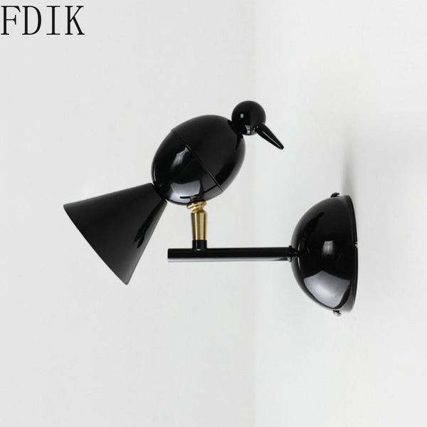 

wall lamp nordic bird 360 degree rotatable head sconce room decoration for aisle corridor bedside wrough iron art lighting