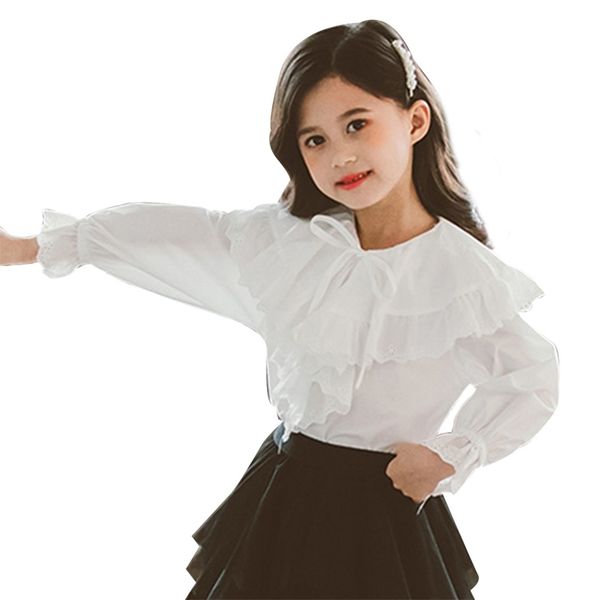 

girls white blouse spring autumn girl ruffles s children's for clothes 210528, White;black