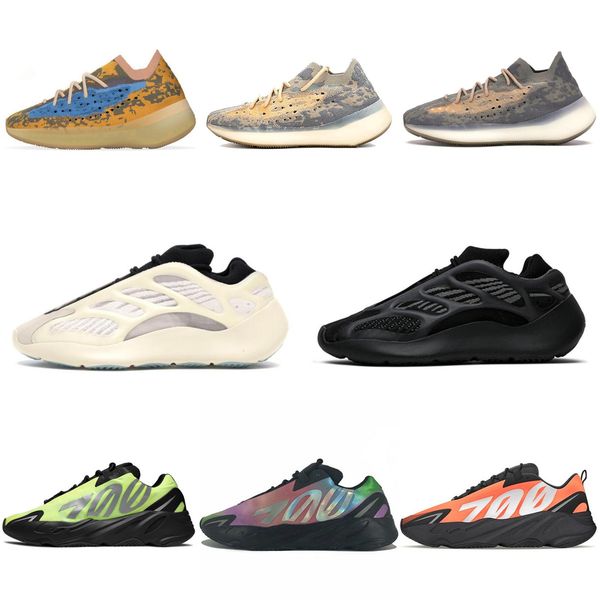 

Kanyes 700 Men's and Women's Running Shoes V3 Alvah Azael 380 Blue Oatmeal Reflective Fog Alien Sports Shoe 36-46, White;red