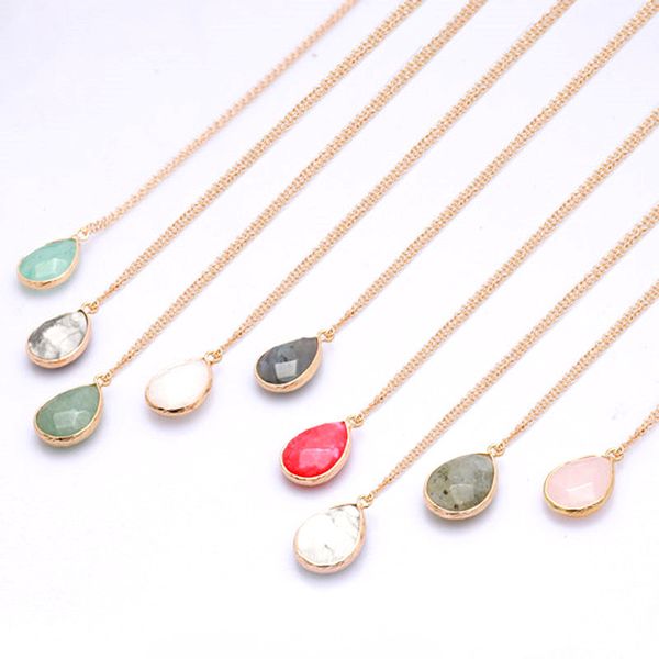 

handmade natural crystal stone gold plated chain pendant necklaces party club wedding birthday jewelry for women girl, Silver