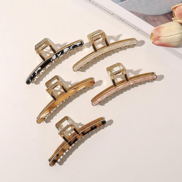 

hair clips & barrettes factory wholesale fashion large geometry acetate plate metal alloy acrylic claw hairclips accessories, Golden;silver