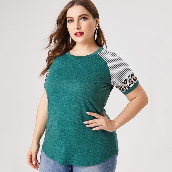 

mk petal sleeve summer womens plus size and fashion contrast leopard shirts, White