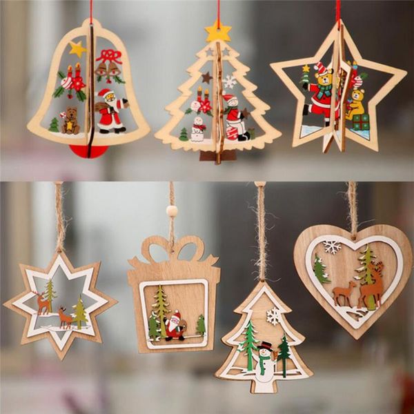 

christmas decorations decoration wooden hollow small pendant tree ornaments home