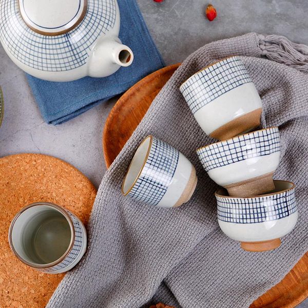 

cups & saucers ceramic soup cup coarse pottery hand painted lattice pattern teacup originality coffee wine