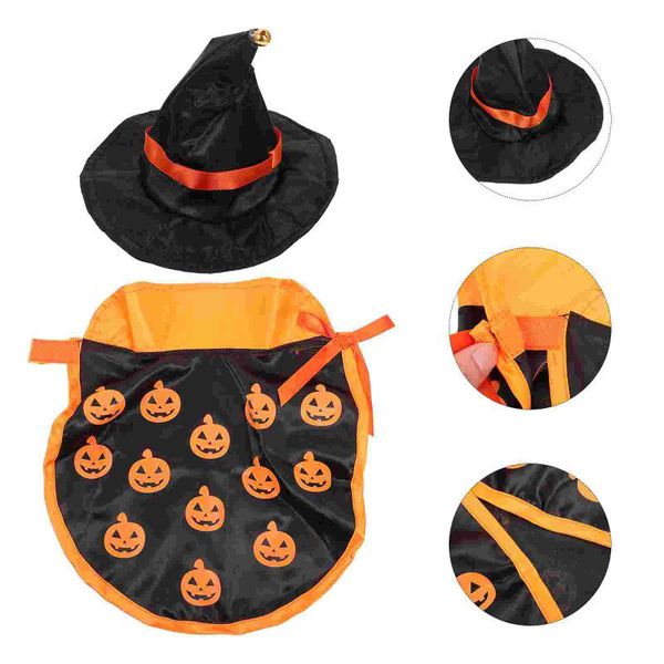 

cat costumes 1 set of pet dog decorative printing pumpkin cloak hat