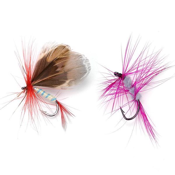 

fishing hooks 12pcs/set flies kit salmon trouts floating sinking lures h7jp