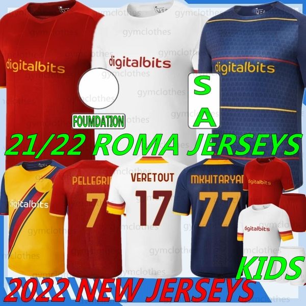 

thai 21/22 as maillot pellegrini zaniolo soccer jerseys abraham afena c.perez shomurodov kumbulla veretout el shaarawy men kids kits footbal, Black;yellow