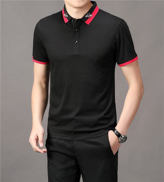 

fashion snake bee mens designers polo #g008 europe off summer classic lapel tees essentials luxurys white t shirt men casual clothing with, White;black