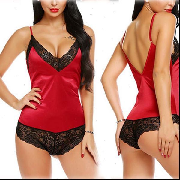 

fashion ladys suspender lace womens sleepwears bodysuit european and american home one piece pajamas s  l xl xxl, Black;red